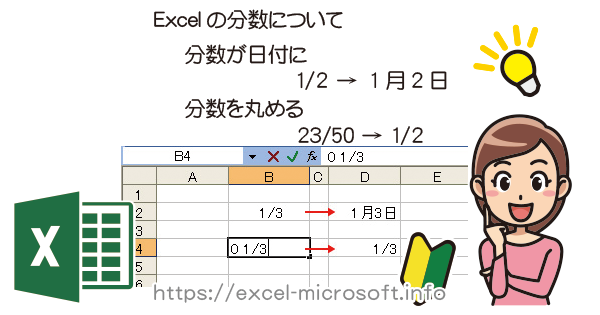 Excelの分数表示について(日付になってしまう)