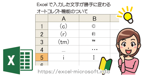 エクセルで小文字のiが勝手に大文字になる、文字が自動で記号に変換される